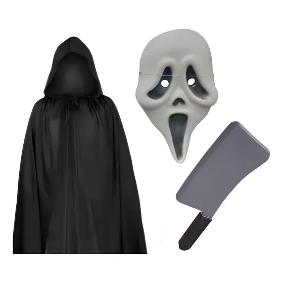 Set Disfraz Scream Halloween Muerte Capa Mascara Guadaña