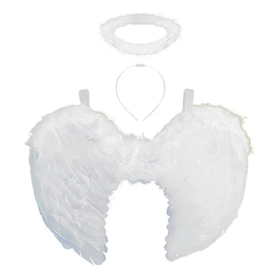 Combo Disfraz Alas Angel Plumas Y Halo Aureola - 100282.95